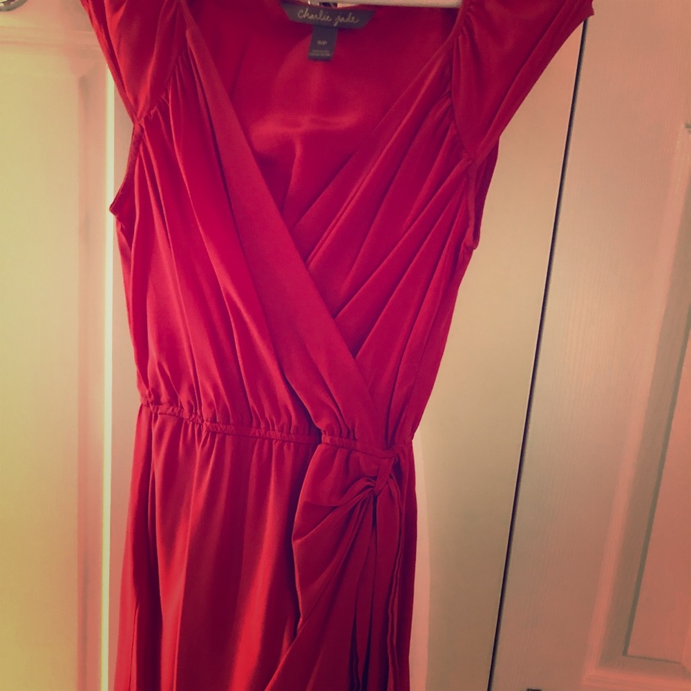 Red Silk Charlie Jade Wrap Dress